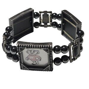 University Of Wisconsin Badgers Bracelet Beaded Stretch Design Logo Detail Unise